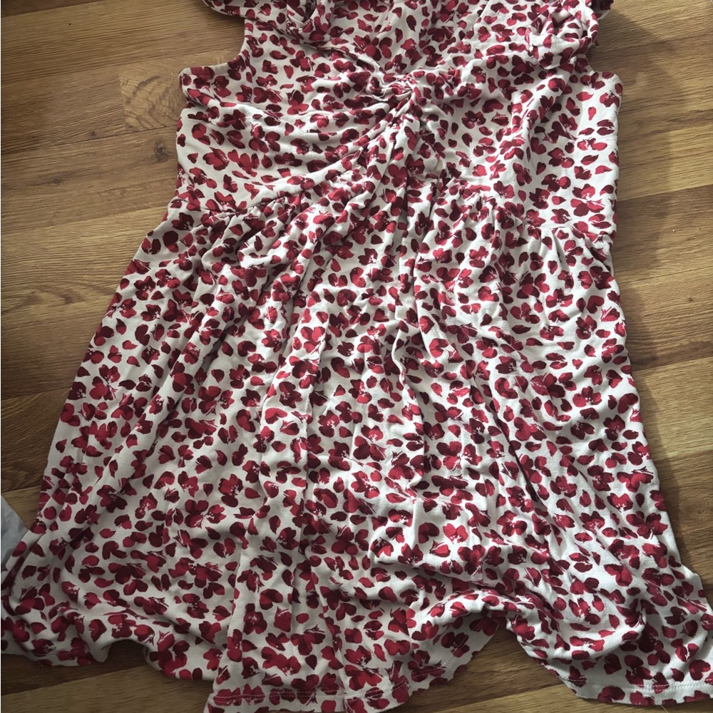 Red and White Floral Top